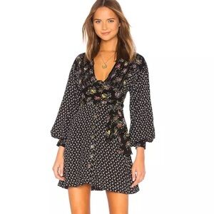Free People Wonderland Floral Mini Dress Women’s Size S Boho Front Buttons